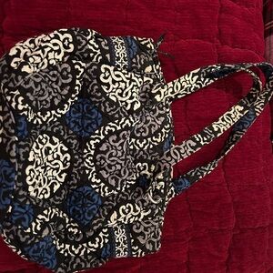 Vera Bradley Black and Blue Patterned Tote with matching eyeglass case